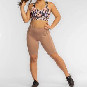 BN Handful Hi Five High-Waisted Biker Short 5" Tan Small